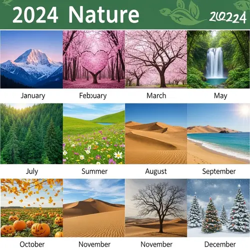 2024 Nature-Themed Calendar: 12-Month Printable Calendar