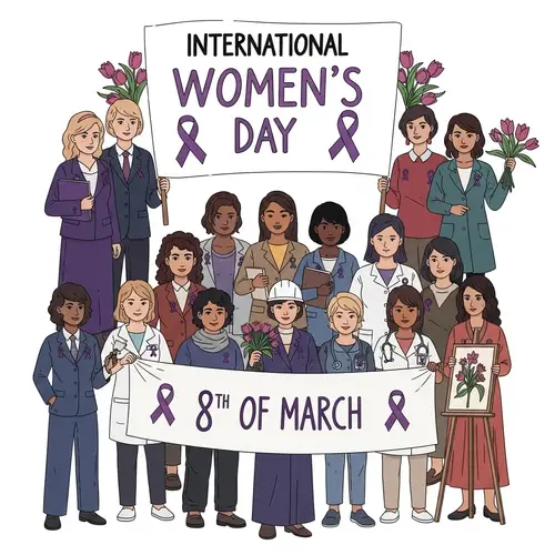 International Women's Day Illustration | Diverse Women Rally