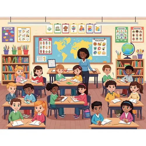 Inclusive and Equitable Education: Multicultural Classroom Scene