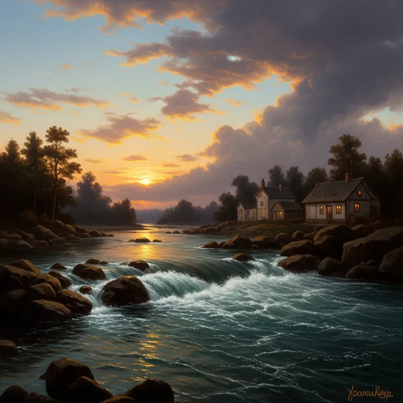 Unfolding Dawn Over Tumultuous River | باقون صبا كنهر الغيظ