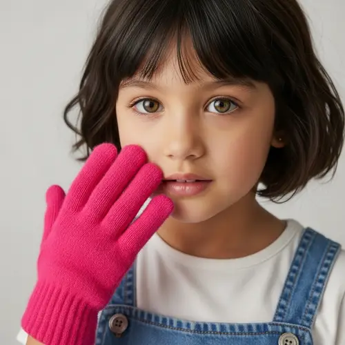 Intriguing Asian Girl in Pink Glove - Captivating Portrait