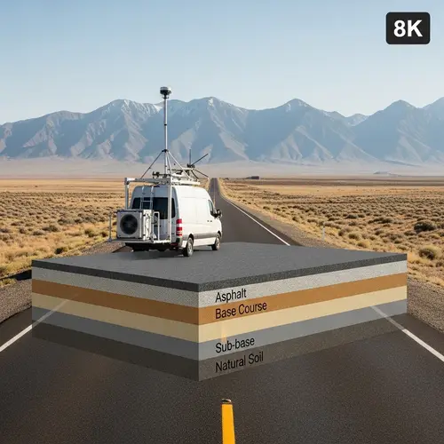 8K Photorealistic Image of Highway and Mountain Peaks