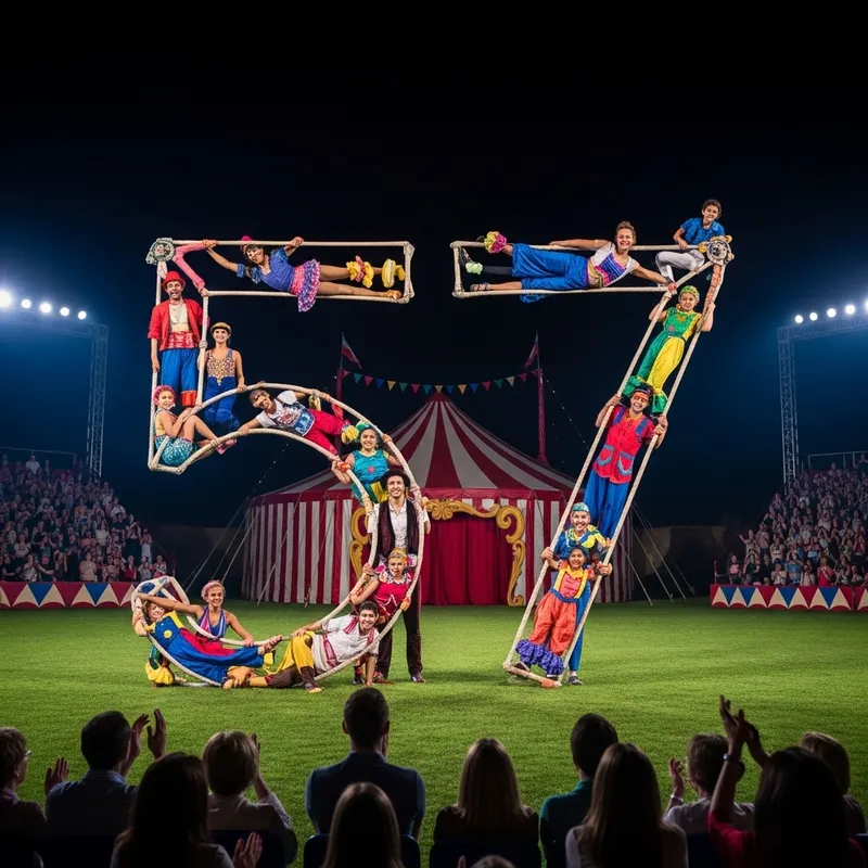 Vibrant Circus Performers Create Number 57 Display | Amazing Carnival Act