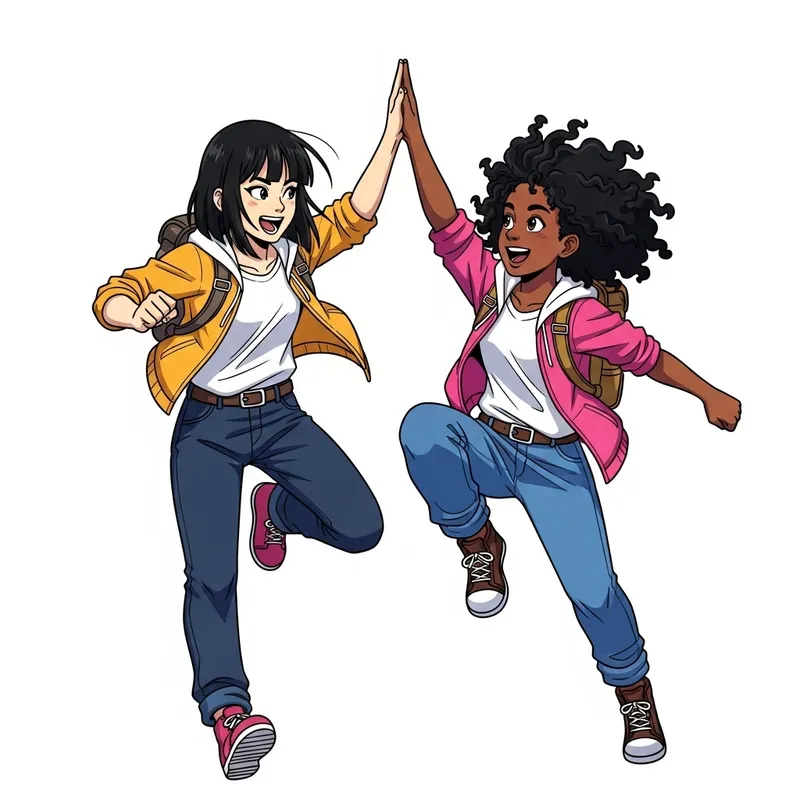 Colorful Anime Girls Illustration | Vibrant Friendship & Adventure Artwork