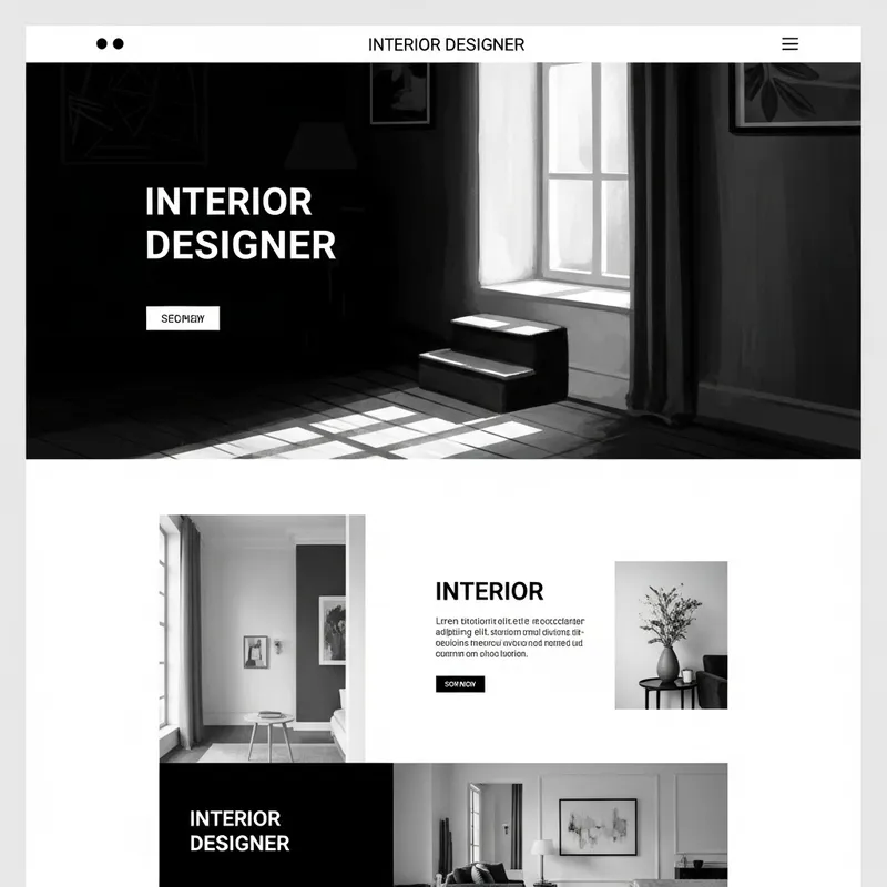Vintage Black and White Interior Designer Website Layout