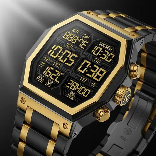 Luxurious Modern Watch in Gold and Black | Exquisite Craftsmanship