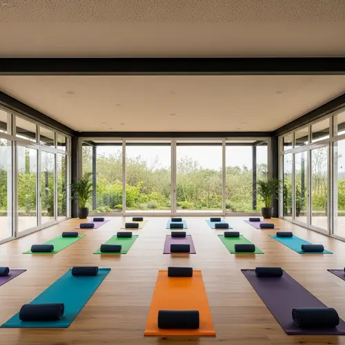 Tranquil Yoga Studio Overlooking Verdant Landscape