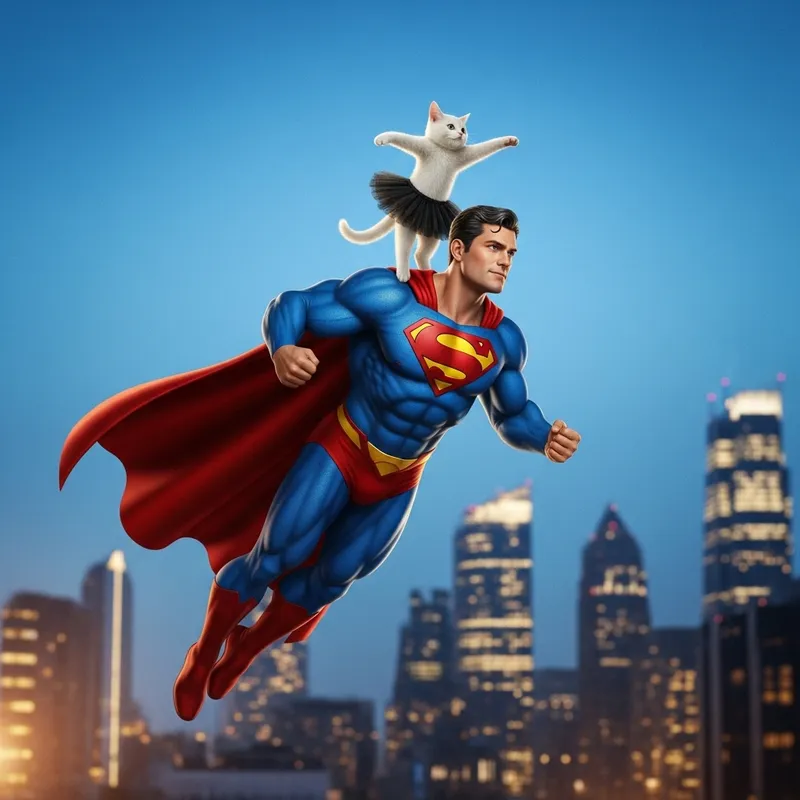 Cat Dancing on Superhero | Hilarious Image