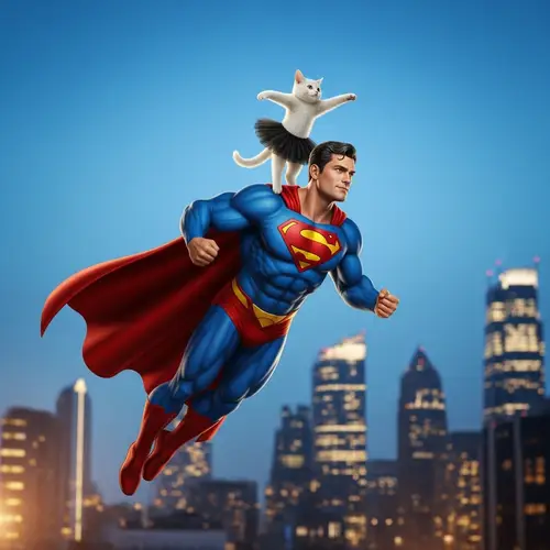 Cat Dancing on Superman | Funny Image