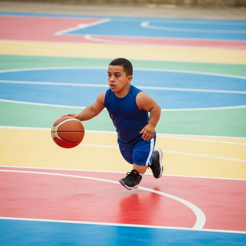 Isaiah Thomas Dribbling on Vibrant Multi-Colored Court
