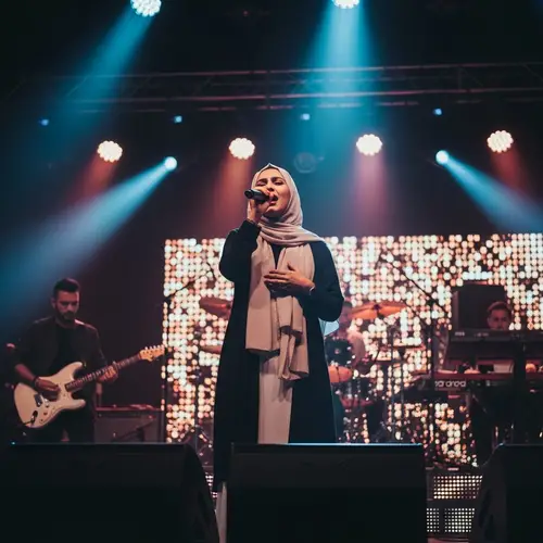 Vibrant Concert Performance by Muslim Female Singer