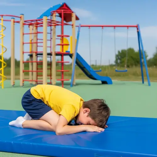 Child on Gymnastics Mat at Kids' Sports Complex