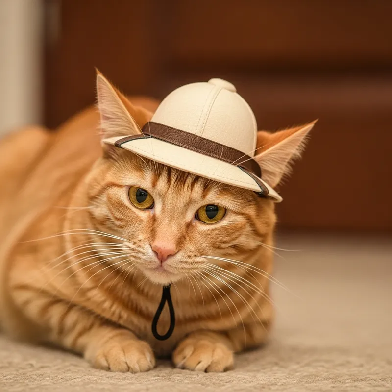 Curious Ginger Cat in a Charming Hat