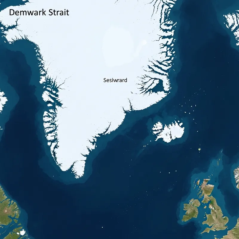 Denmark Strait: Drawing of the Channel between Iceland and Greenland