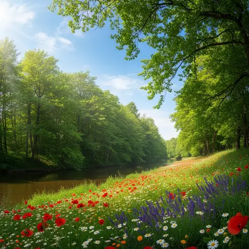 Nature's Beauty: Serene River and Lush Trees | Website