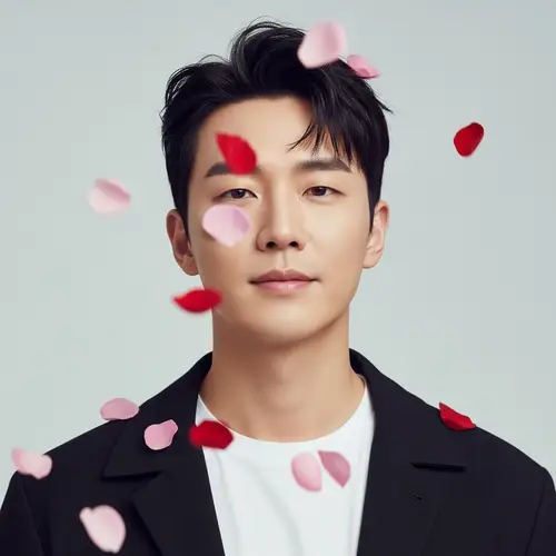 Suga BTS with Pink and Red Roses - Serene Artistic Scene