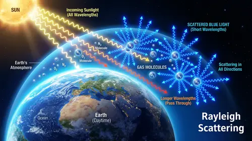 Sunlight Waves & Blue Light Scattering Visualization