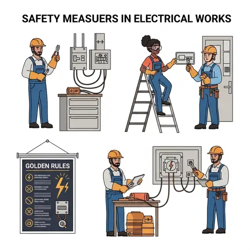 Electrical Safety Measures: Detailed Worksite Illustration
