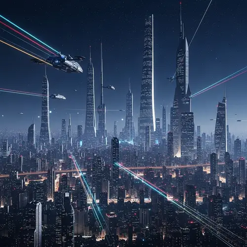 Futuristic City Skyline at Night