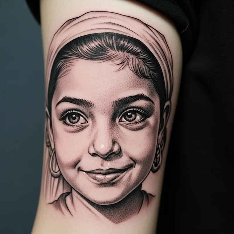 Egyptian Girl Face Tattoo | Beautifully Defined Ink Art