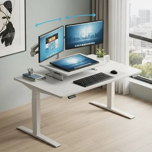 Smart Desk with Height and Angle Monitor Adjustments