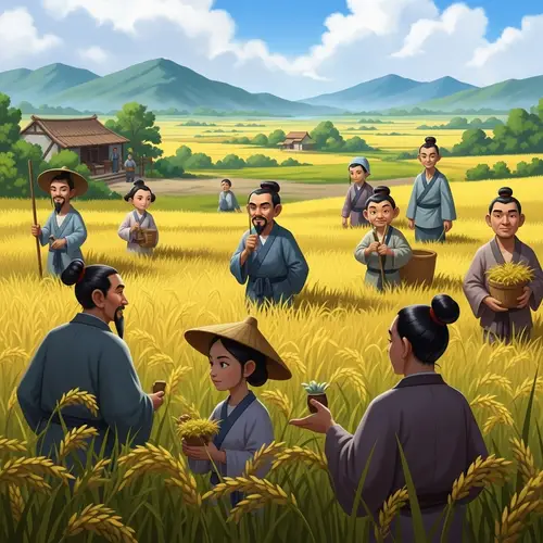 Scenic Rice Field Illustration from 3rd Century BC China