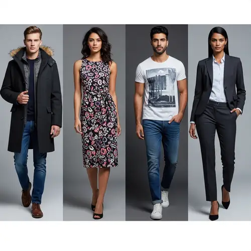 Diverse Fashion Models Showcasing Stylish Clothing from Generic Brand