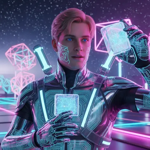 Caucasian Man Avatar in Metaverse | Futuristic Chrome Suit