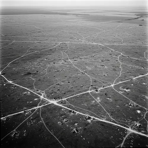 Desolate War-Torn Battlefield Aerial View | Historical Documentation