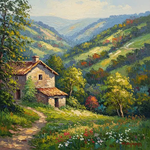 Beautiful House in Verdant Nature | Impressionist Art