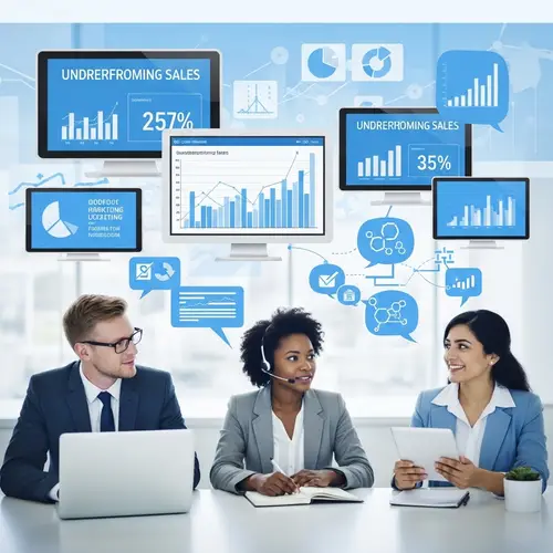 Professional Marketing Image with Graphs and Diverse Team