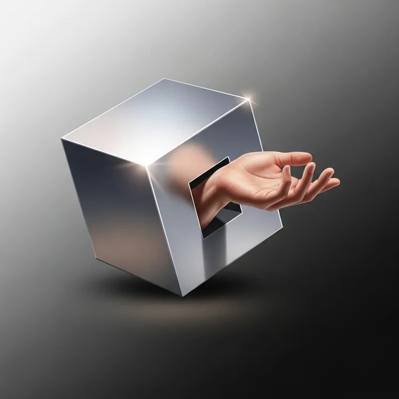 3D Cube Logo Design with Emerging Hand