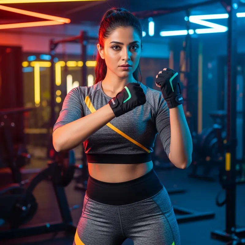 Fitness Girl in Stylish Activewear Showcasing New Glove | Gym Energy