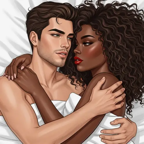 Intimate Connection: Feminine Gay Greek Man Embracing Curvy Black Woman