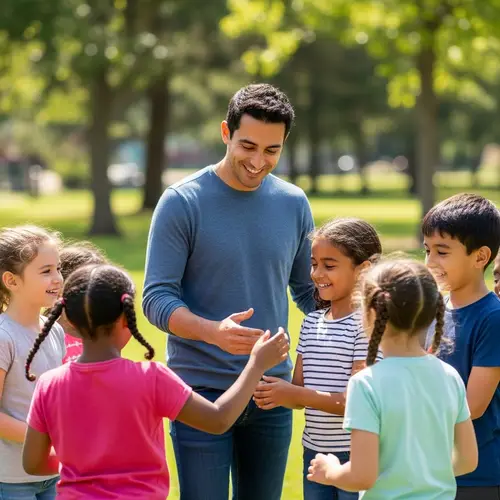 Jesús Playing with Diverse Children in a Sunny Park