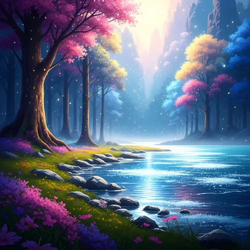 Enchanting Mystical Forest by Sparkling Lake | Surreal Landscape