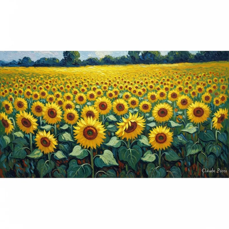 Sunflower Field Impressionist Art