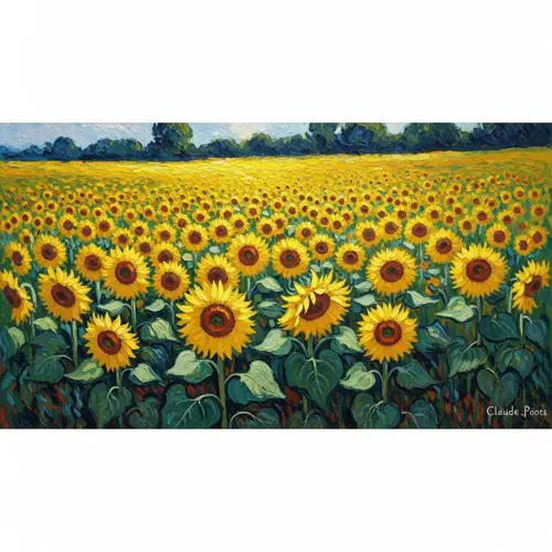 Impressionist Sunflower Field | Nature's Light & Colors