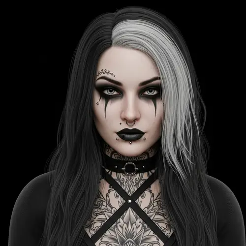 Goth Woman with Pale Skin and Dark Makeup - Beauty in Darkness