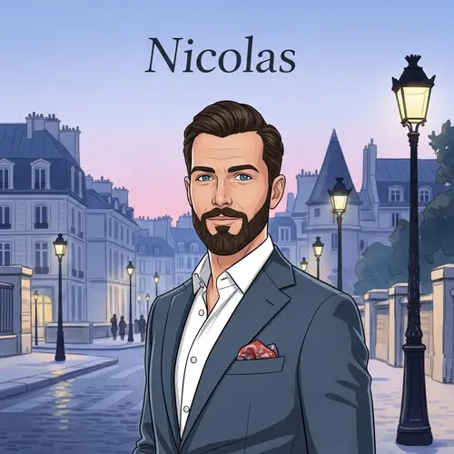 Nicolas - Stylish French Gentleman in Paris Illustration