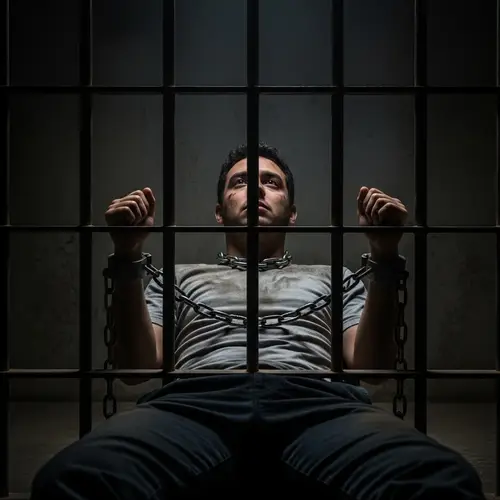 Emotional Imprisonment: Portrait of a Young Man in Captivity