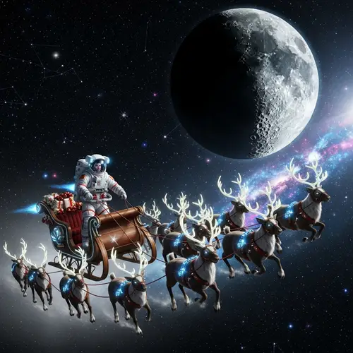 Astronaut in Santa's Sleigh: A Cosmic Adventure