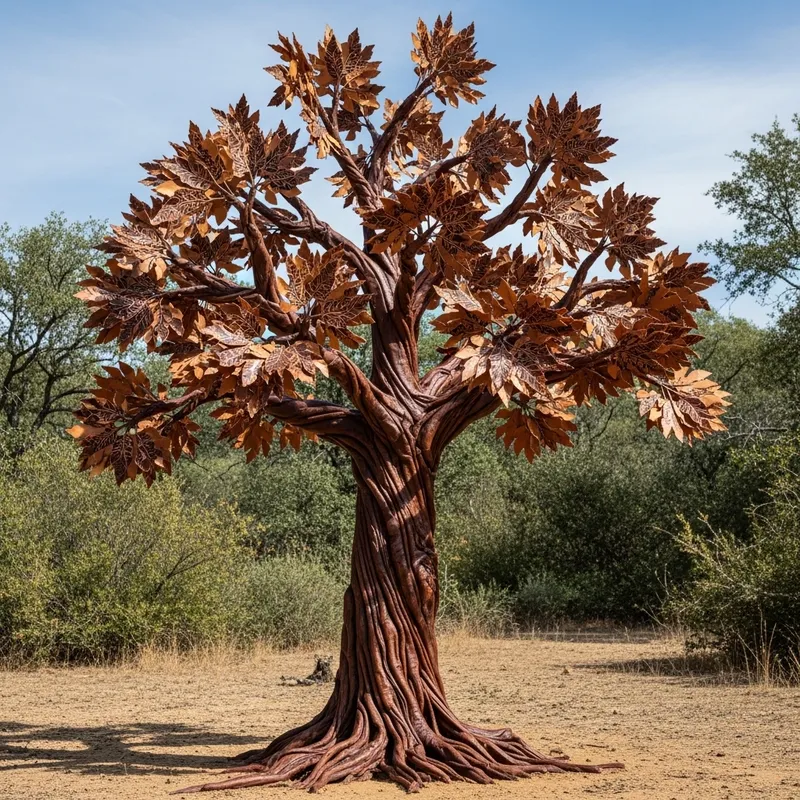 Realistic Leather Tree Sculpture in Natural Setting Realistic Leather Tree Sculpture in Natural Setting