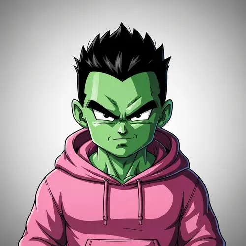 Minimalistic Green Hulk in Pink Hoodie Artwork