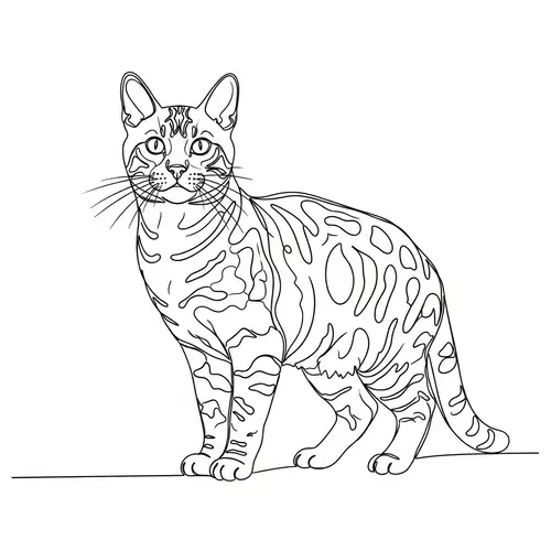 Minimalist Bengal Cat Line Drawing