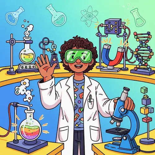Fun Cartoon Scientist for Kids' Education