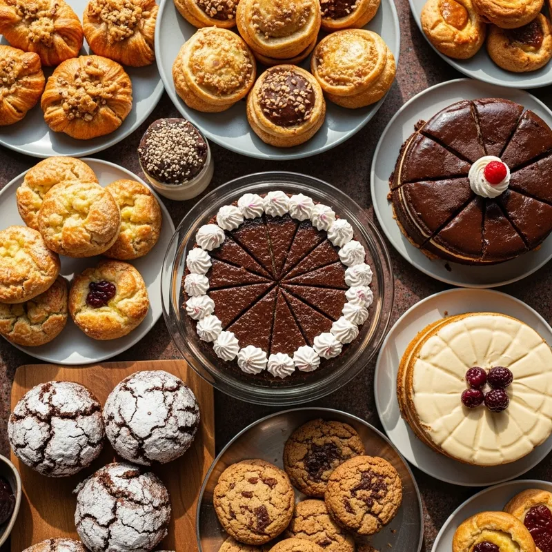 Colorful Bakery Delights | Freshly Baked Goods Top-Down View