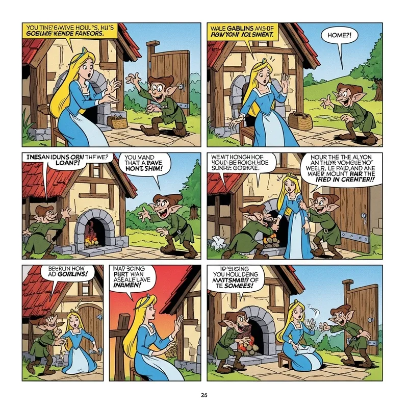 Princess Aurora Captured by Mischievous Goblins in Cozy Cottage
