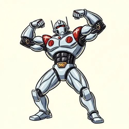 Futuristic Soldier Robot Flexing - Strength & Power
