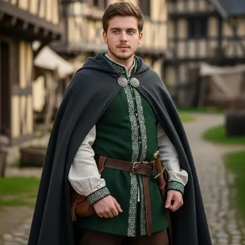Young Caucasian Male in Middle Ages Attire | Full Body View
